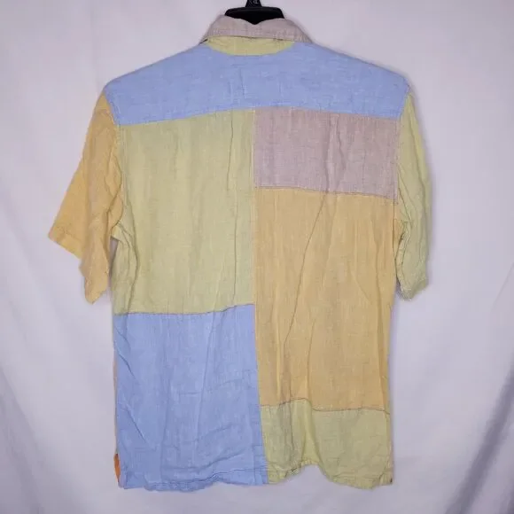 The Territory Ahead Linen Shirt Mens Large Multi Color Patchwork - Picture 5 of 10